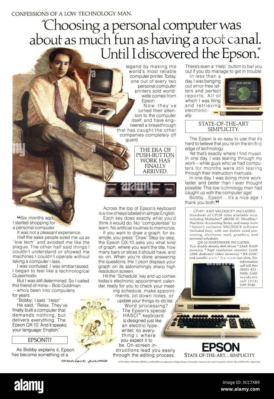 1983 l'annuncio Epson QX-10 Personal computer, stato dell'arte Foto Stock