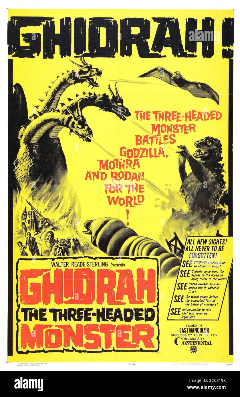 1964 Ghidrah, il poster Monster American a tre teste Foto Stock