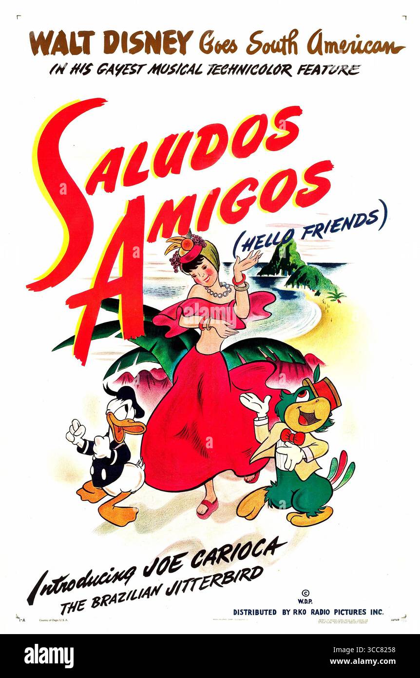 1942 Walt Disney film d'animazione Saludos Amigos poster Foto Stock