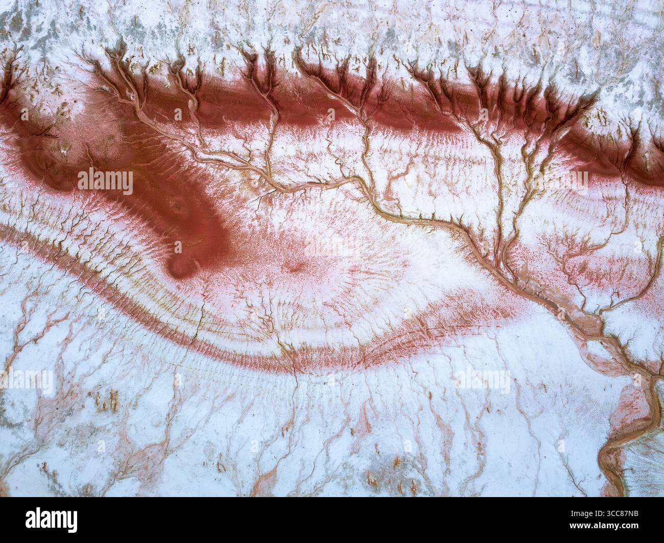 Immagine dei droni di bellissimi motivi delle acque naturali secche di Mangystau, Kazakistan Foto Stock
