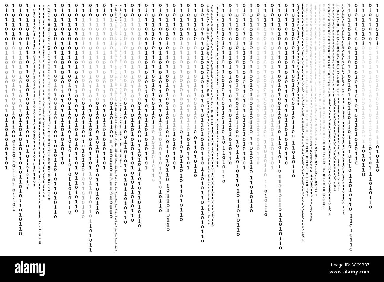 Codice binario Zero uno che scorre verso il basso, grafica digitale a matrice astratta Illustrazione Vettoriale