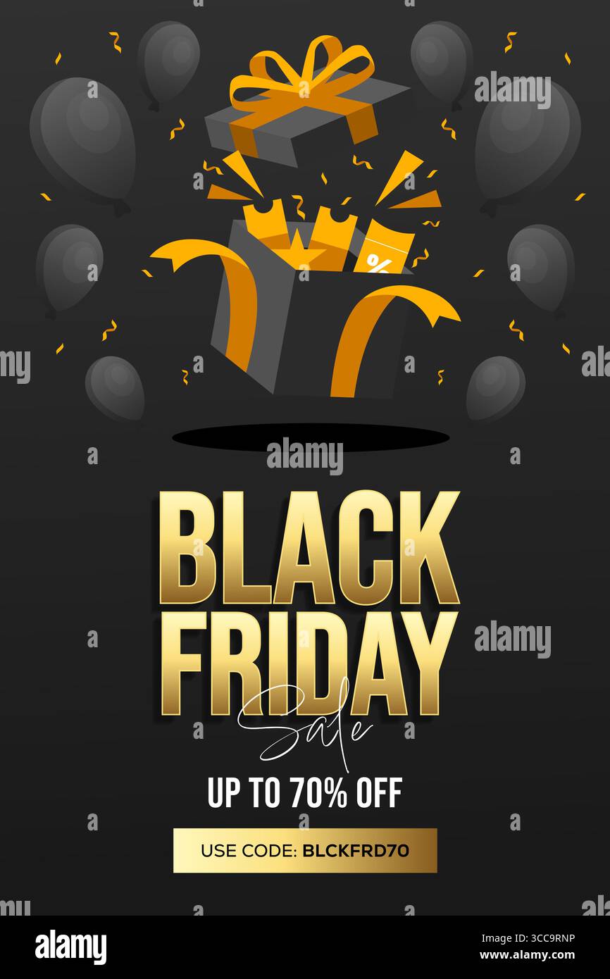 illustrazione del poster di vendita del black friday in stile gradiente Illustrazione Vettoriale
