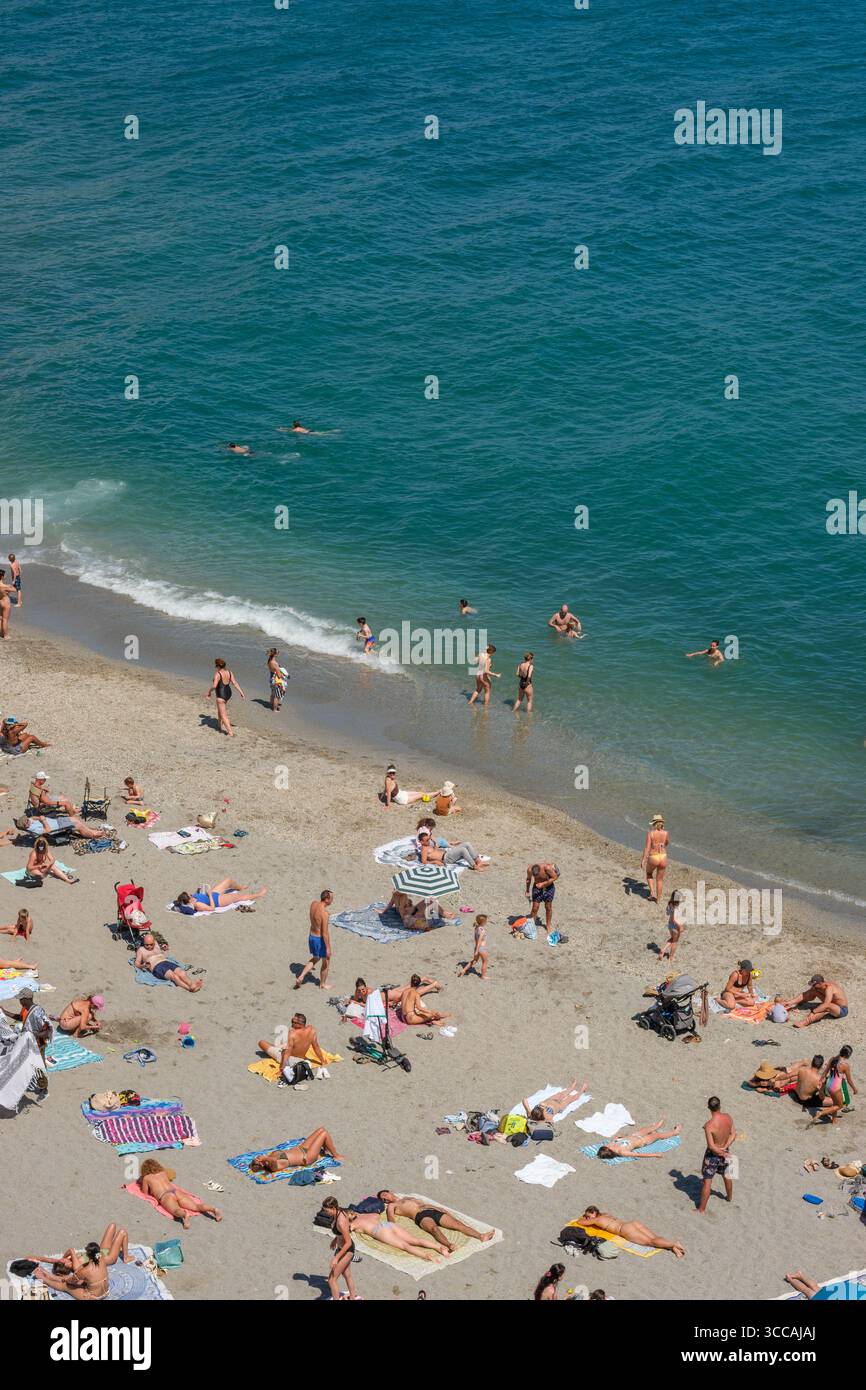 Playa de la Calahonda, Nerja. Foto Stock