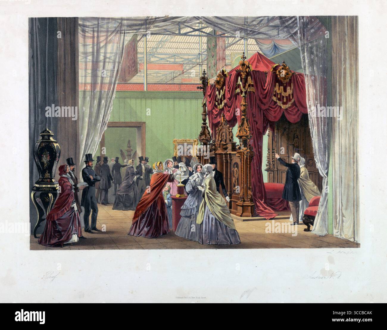 Litografia a colori vista dell'installazione del padiglione austriaco all'esposizione di Londra del 1851 da Dickinsons immagini complete di Joseph Nash, opere d'arte più antiche, stampe antiche, incisioni storiche Foto Stock