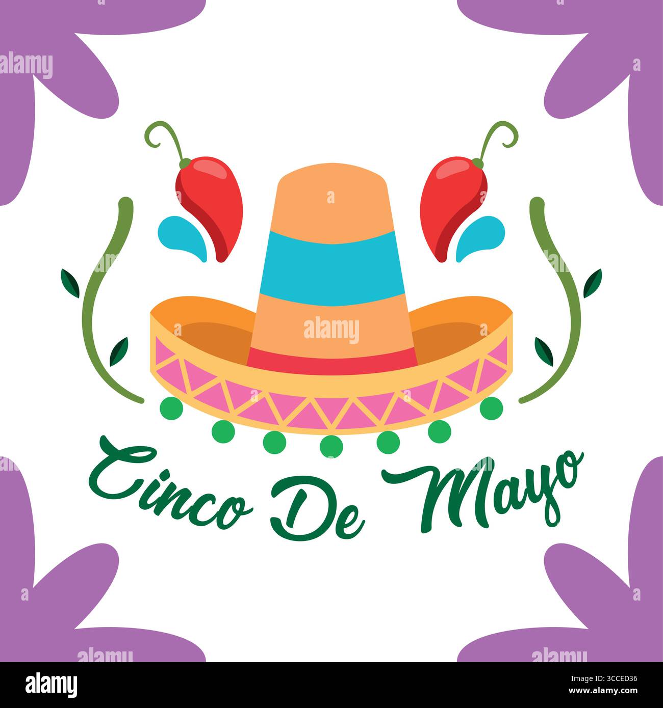 Cinco de Mayo, peperoni sombrero. Vettore Illustrazione Vettoriale