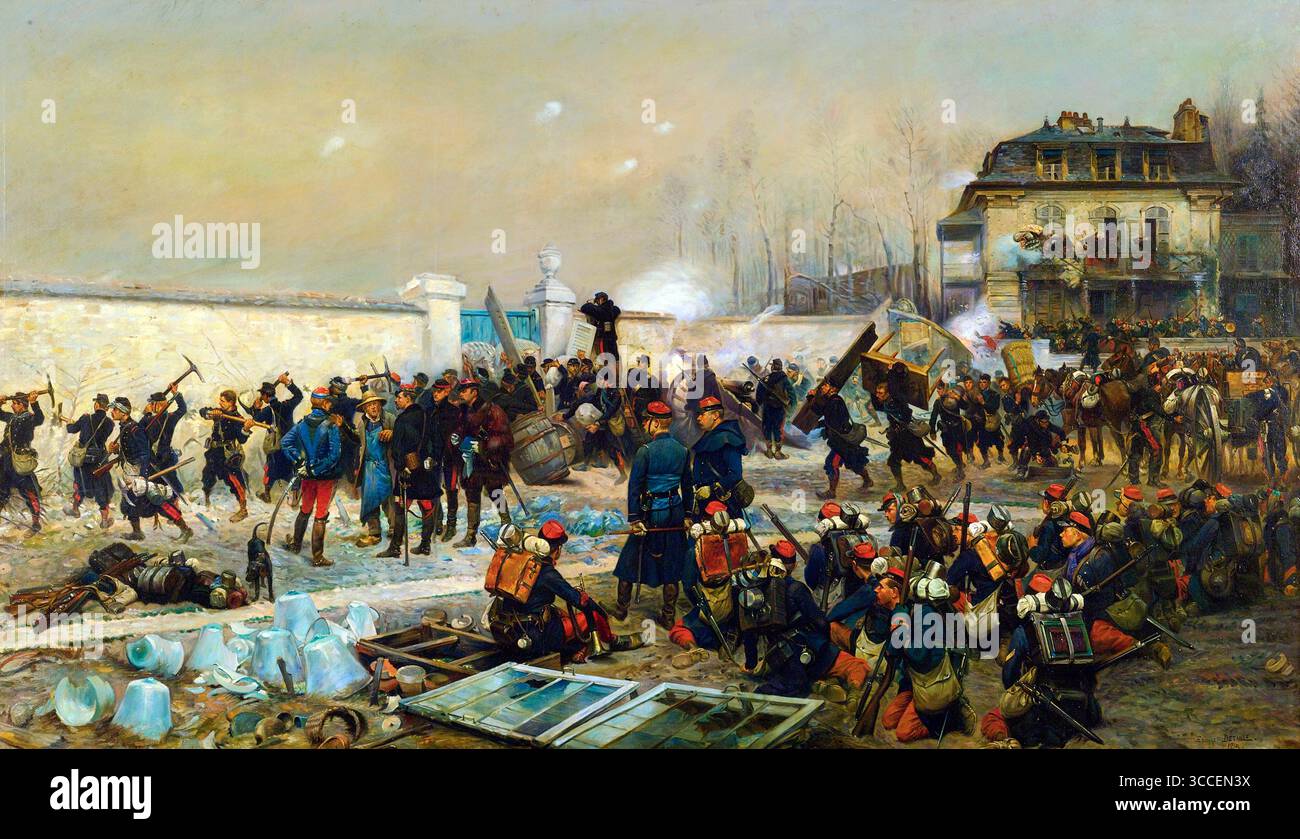 Guerra franco-prussiana. Dipinto intitolato ' Champigny, dicembre 1870' di Edouard Detaille, 1879 Foto Stock