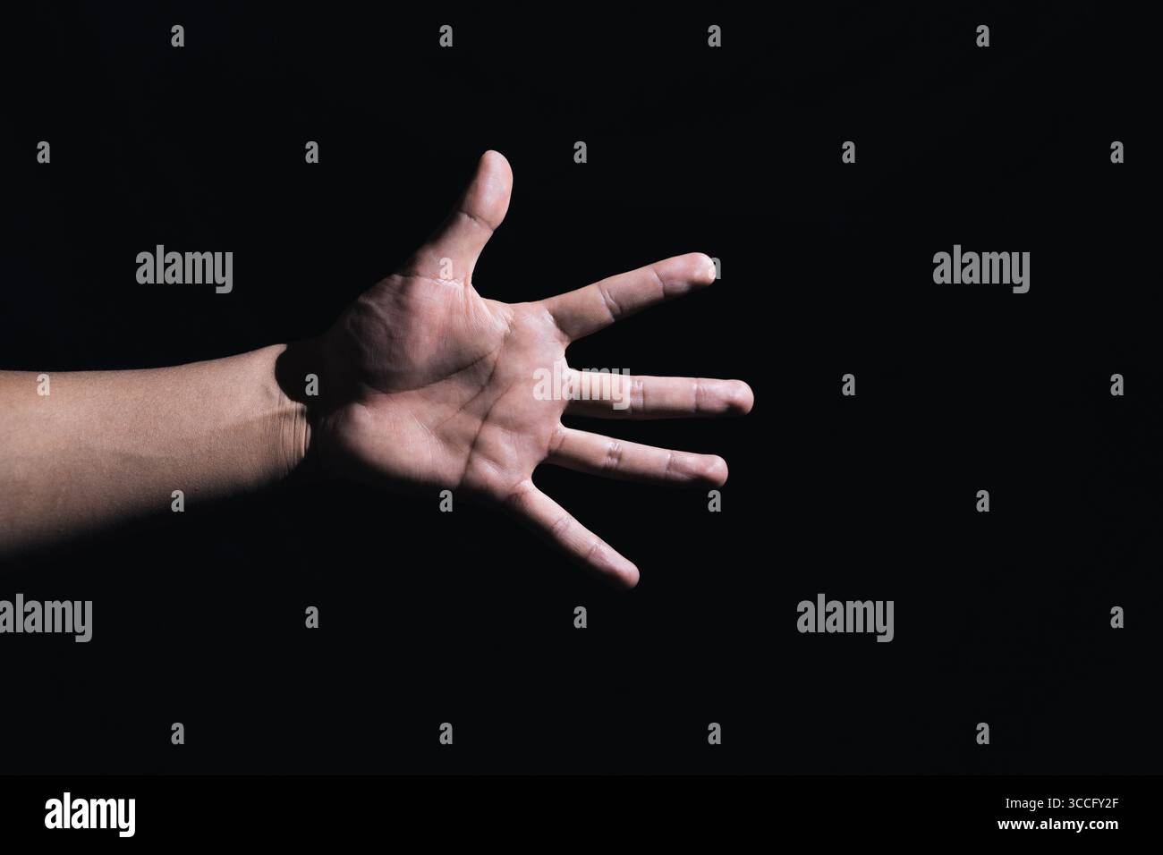 insegne con sfondo nero illuminate con luce artificiale Foto Stock