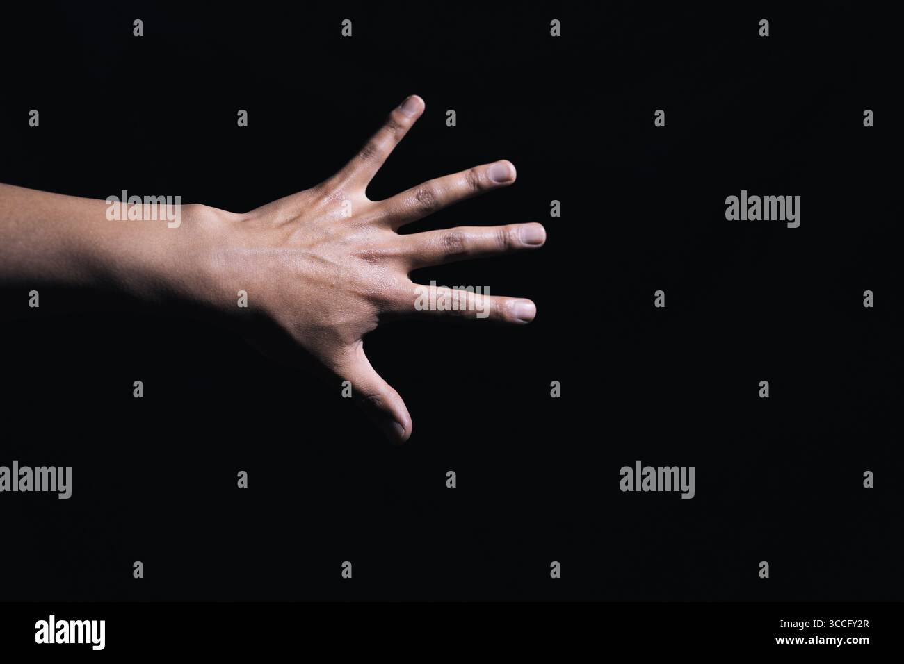 insegne con sfondo nero illuminate con luce artificiale Foto Stock