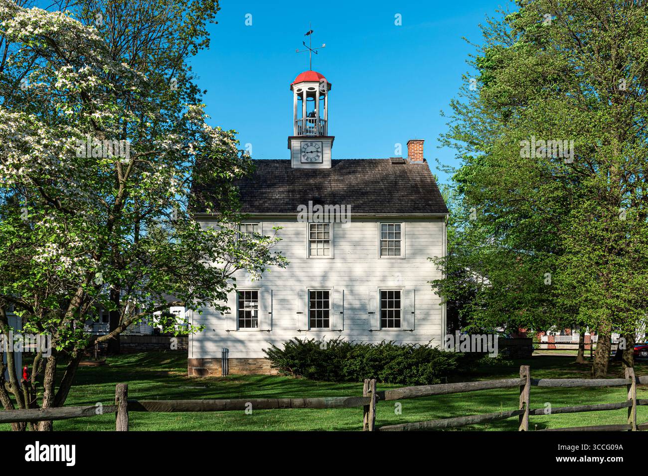 L'Accademia schoolhouse a Ephrata chiostro, Ephrata, Pennsylvania, Stati Uniti d'America circa 1837 Foto Stock