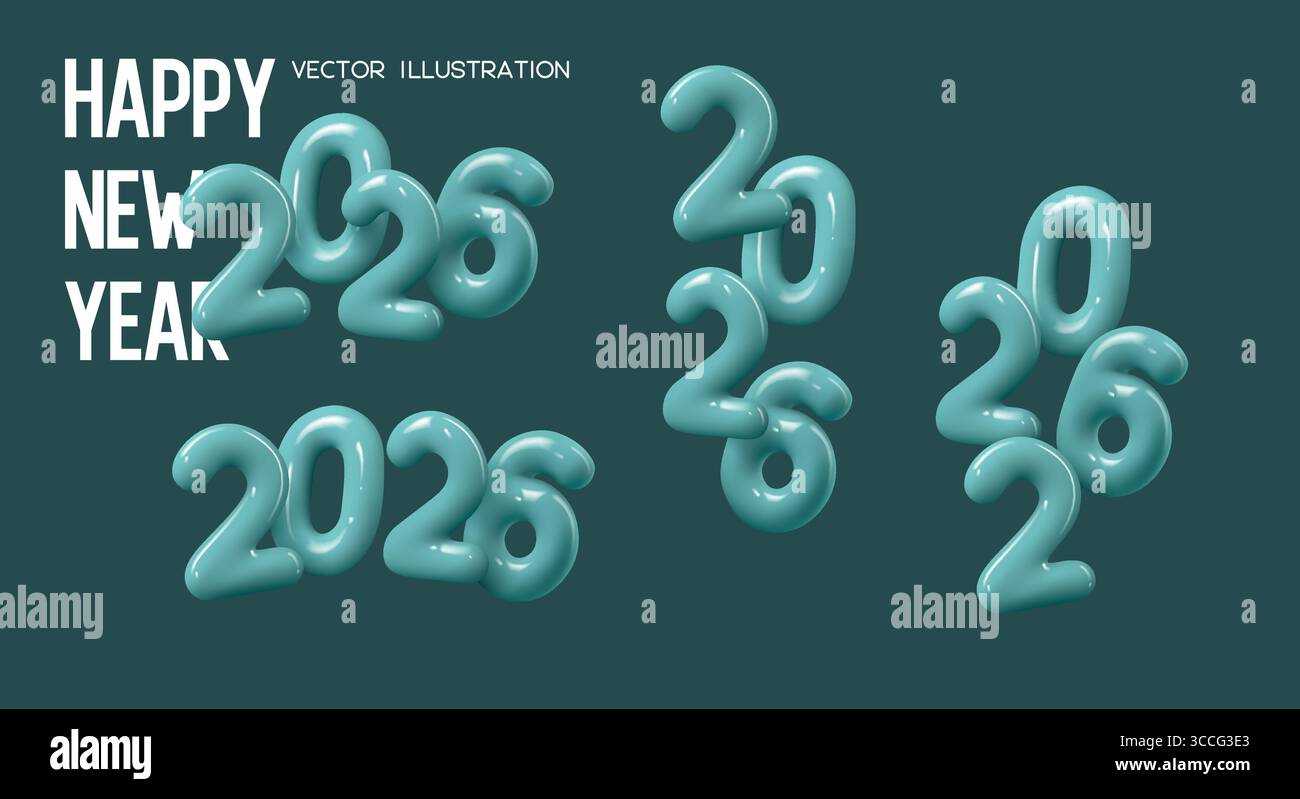 Serie di numeri per l'anno nuovo 2026. Illustrazione Vettoriale