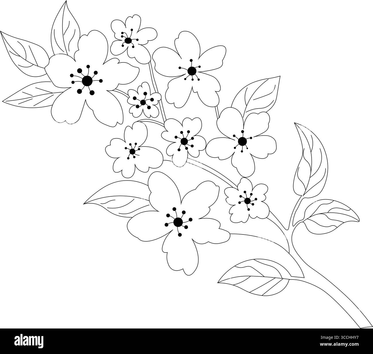 Icona Flower Outline nel design vettoriale bianco e nero Illustrazione Vettoriale