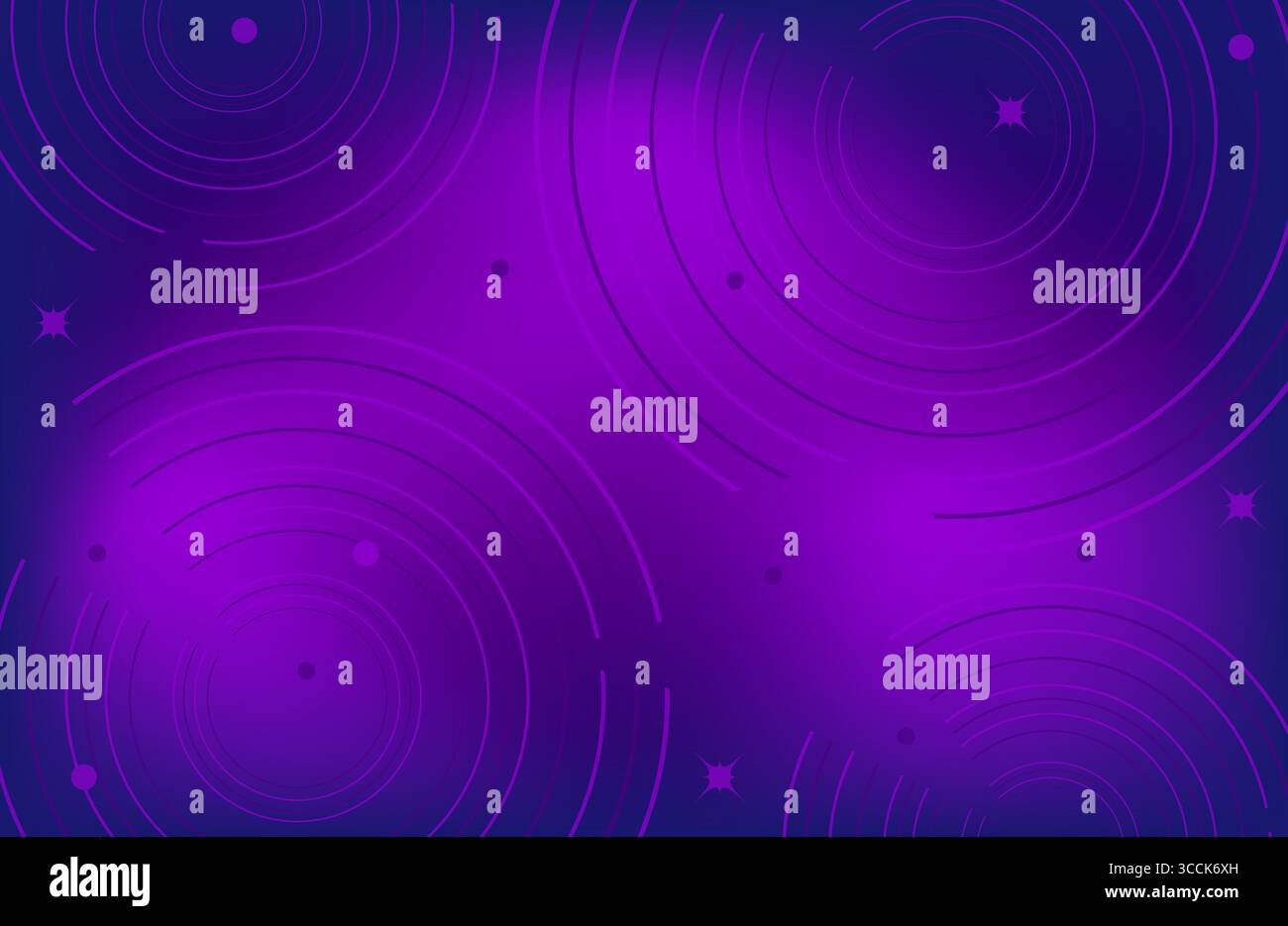 Sfumato sfondo futuristico blu e viola. Striscione viola scuro vettoriale, copertura in mesh con cerchi in tecno, punti e stelle Illustrazione Vettoriale