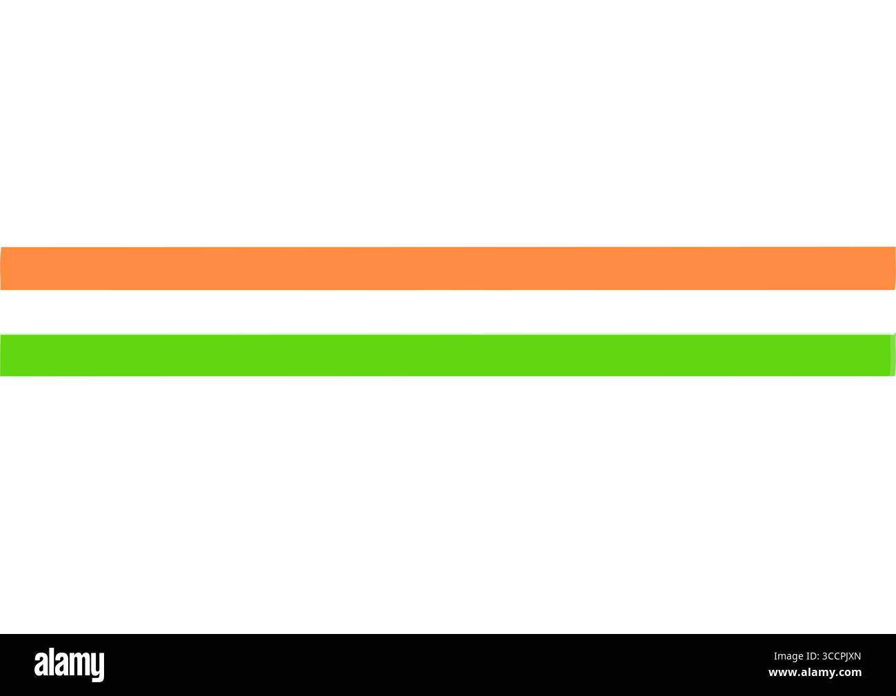 Bandiera tricolore indiana minimalista con strisce di zafferano e verdi su sfondo bianco, sfondo patriottico astratto per l'Independence Day e il Repu Illustrazione Vettoriale