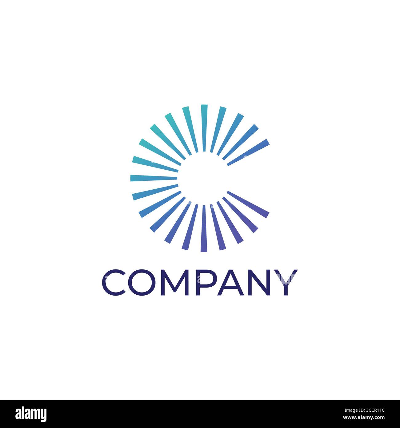 Logo Letter C con motivo a righe scintillanti Illustrazione Vettoriale