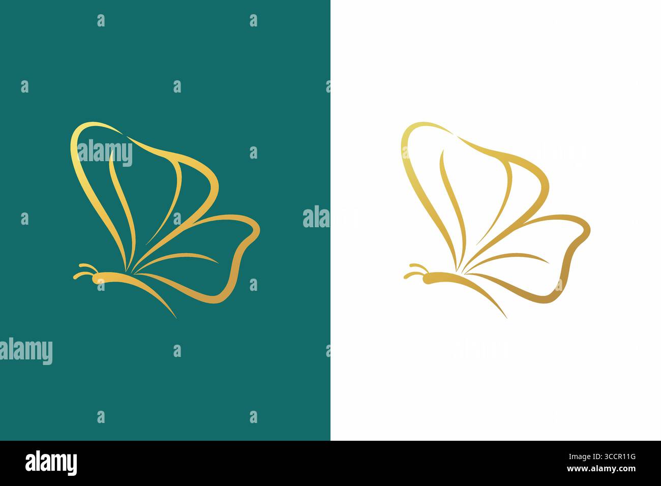 Logo farfalla astratto Linear Gold Fashion Beauty Luxury Concept Illustrazione Vettoriale