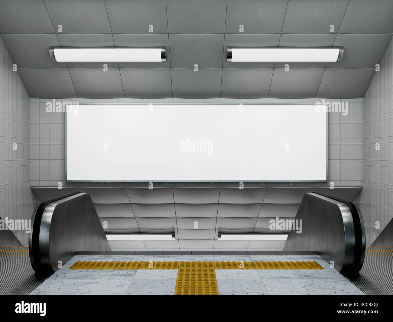 Scala mobile Billboard Mockup su una stazione della metropolitana Undeground Foto Stock