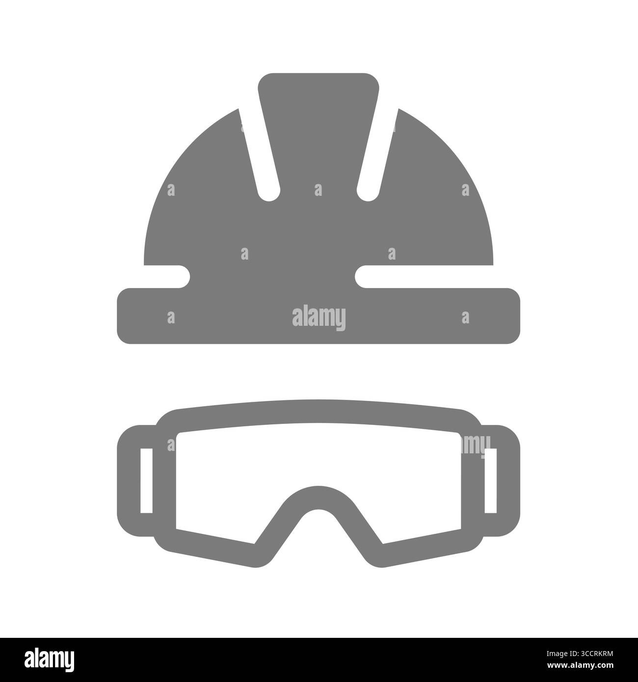 Icona HardHat e occhiali protettivi. Casco da lavoro e occhiali di sicurezza, vettore di protezione per gli occhi. Illustrazione Vettoriale