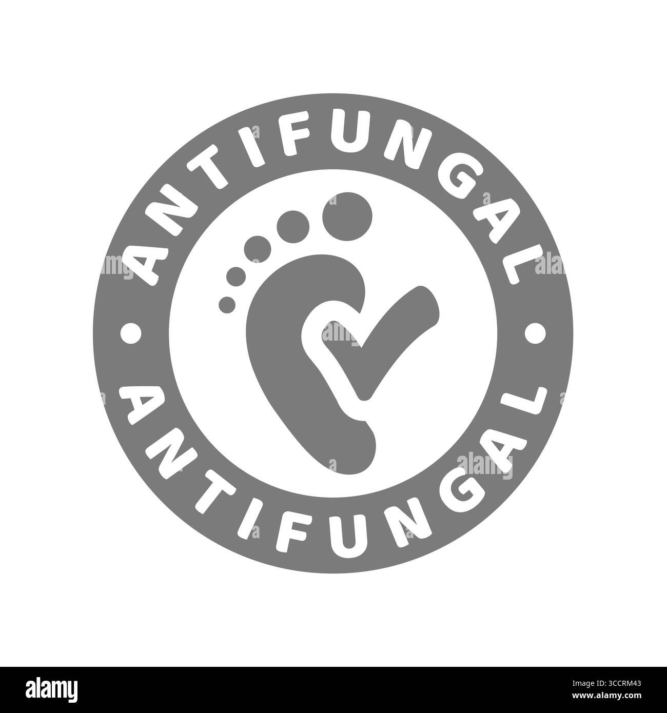 Etichetta vettoriale di farmaci antifungini, crema o polvere. Materiale antimicotico, scarpe o icona spray. Illustrazione Vettoriale