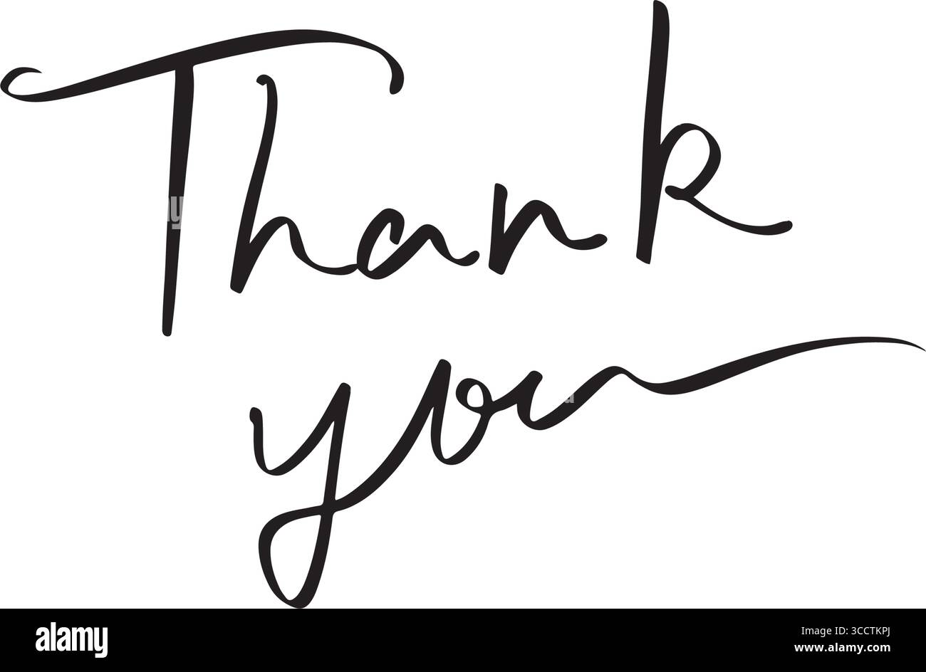 Font di ringraziamento calligrafia script di scrittura a mano icona oggetto di colore nero Grazie banner per biglietti d'auguri aziendali Grazie comunicazione Illustrazione Vettoriale