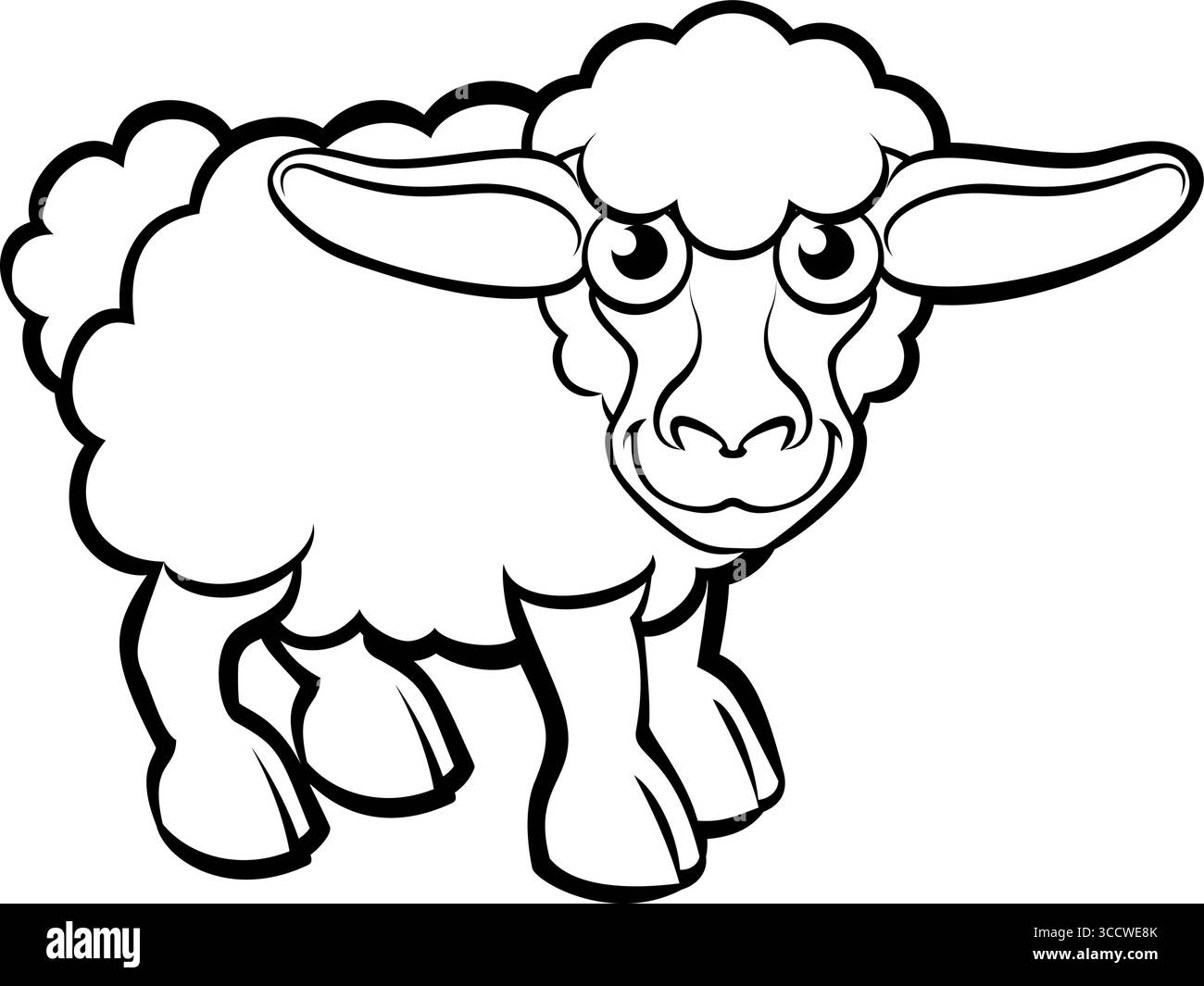 Illustrazione del personaggio del cartone animato dell'allevamento di pecore Illustrazione Vettoriale