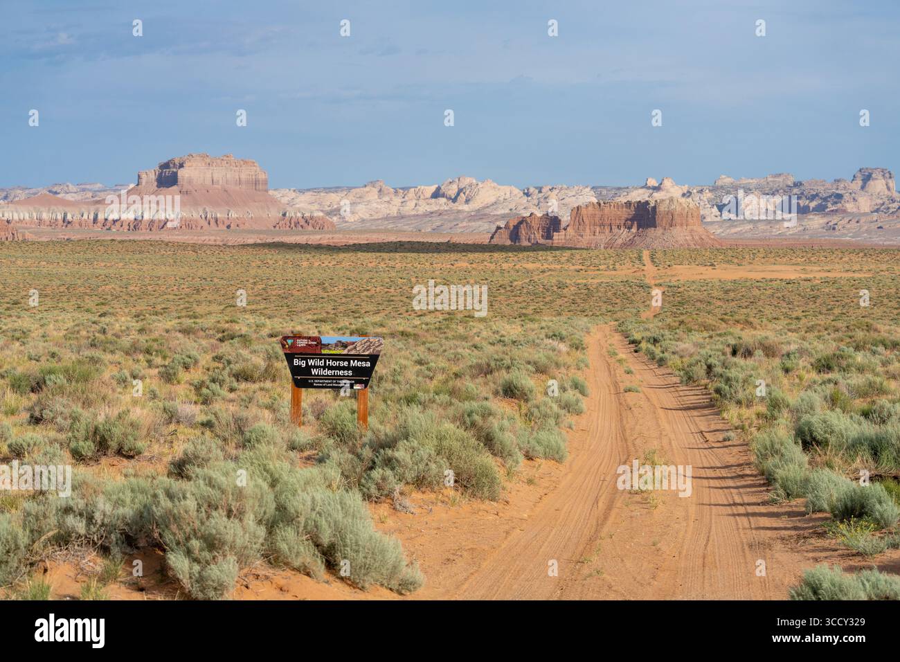 6 giugno 2023, Hanksville, Utah, Stati Uniti: Molly's Castle in the Big Wild Horse Mesa Wilderness. A sinistra c'è Wild Horse Butte nel Goblin Valley State Park, vicino a Hanksville, Utah. Alle spalle si trova la barriera corallina di San Rafael, il bordo orientale dell'orlo di San Rafael. (Immagine di credito: © Jon G. Fuller / Vwpics/VW Pics via ZUMA Press Wire) Foto Stock
