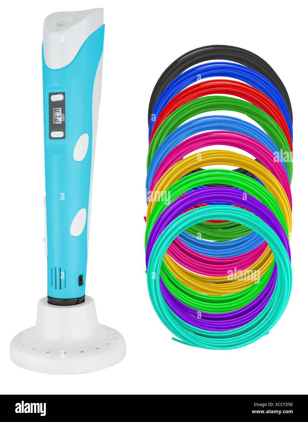 Penna 3D multifunzione per progetti e modelli creativi. Su uno sfondo bianco in isolamento. Leggero e facile da usare. Foto Stock