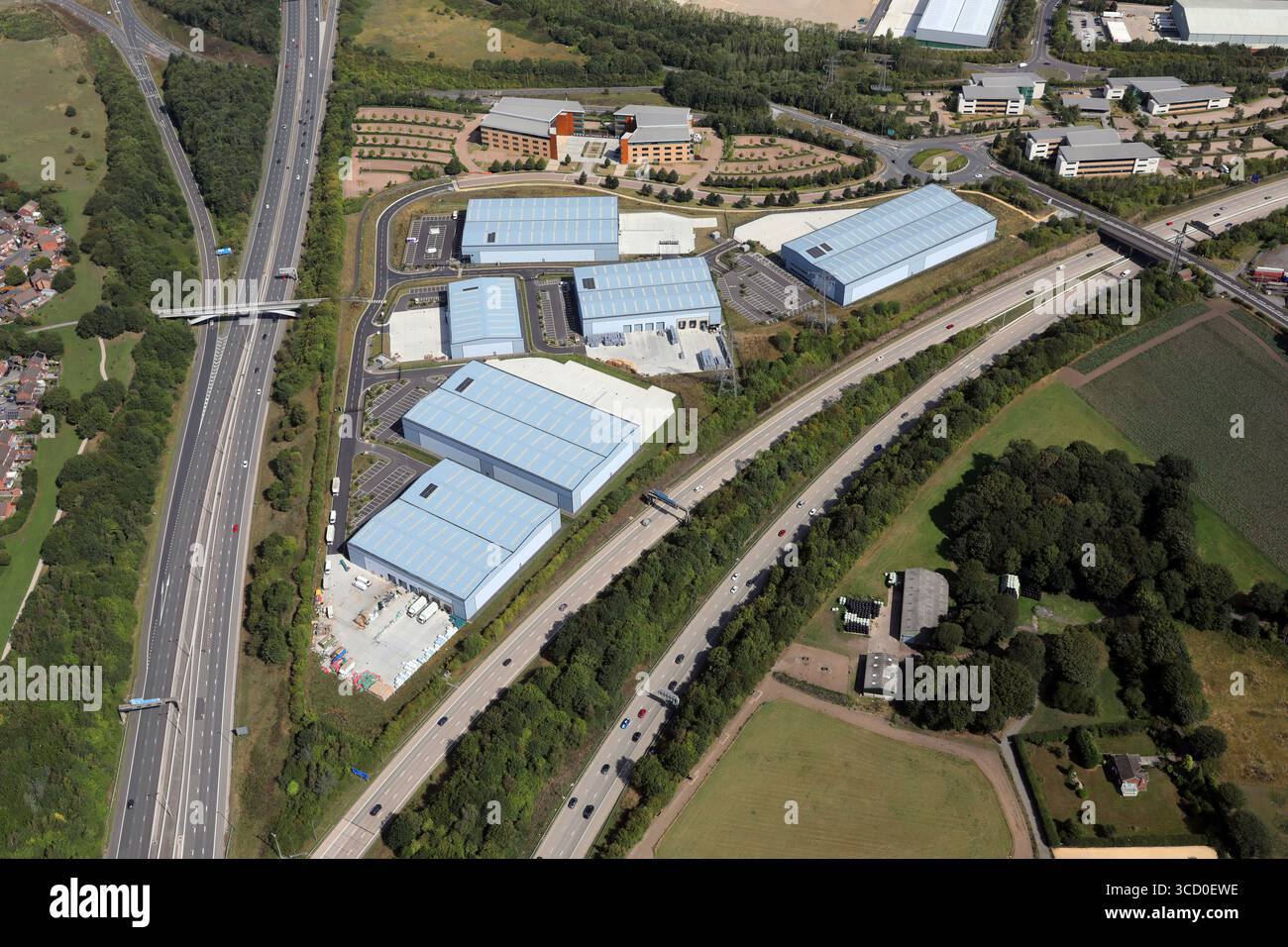 Vista aerea della Savannah Way e della Valley Park West area di South EastLeeds vicino a Rothwell Foto Stock