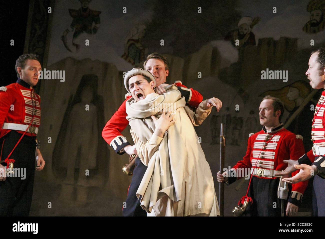 l-r: Tom McKay (Dickenson), (front) Nabil Elouahabi (Afzal), Hugh Skinner (Winterflood), Rick Warden (Hendrick), Daniel Betts (McCann) in BUGLES AT THE GATES OF JALALABAD di Stephen Jeffreys al Tricycle Theatre, Londra NW6 24/04/2009 Part 1 of the Great Game: Afghanistan: Independence design: James Nabarnhnhngham: Mibasam Foto Stock