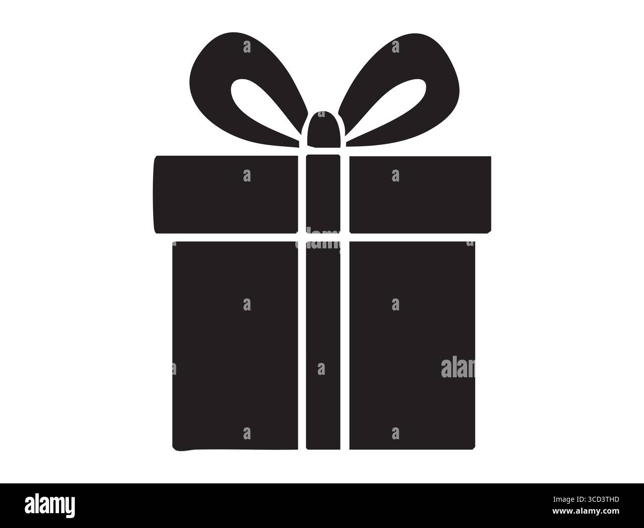 Silhouette nera del regalo avvolto con fiocco, isolata su sfondo bianco. concetto di regalo, celebrazione, sorpresa, vacanza, imballaggio, icona, logo, de Illustrazione Vettoriale