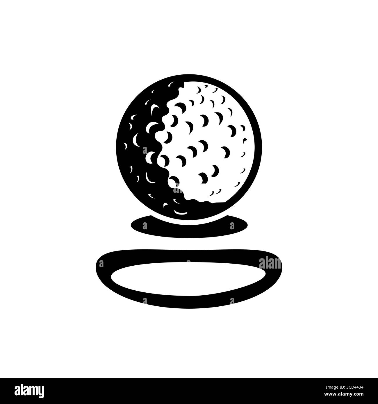 Clipart per illustrazione vettoriale con disegno a sfera e foro da golf Illustrazione Vettoriale