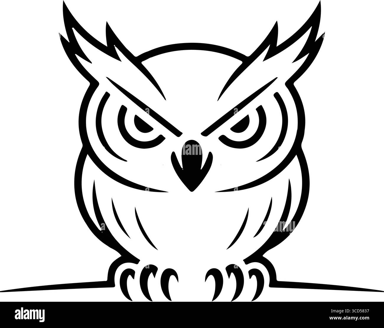 Un'illustrazione con il logo che raffigura un gufo stilizzato Illustrazione Vettoriale