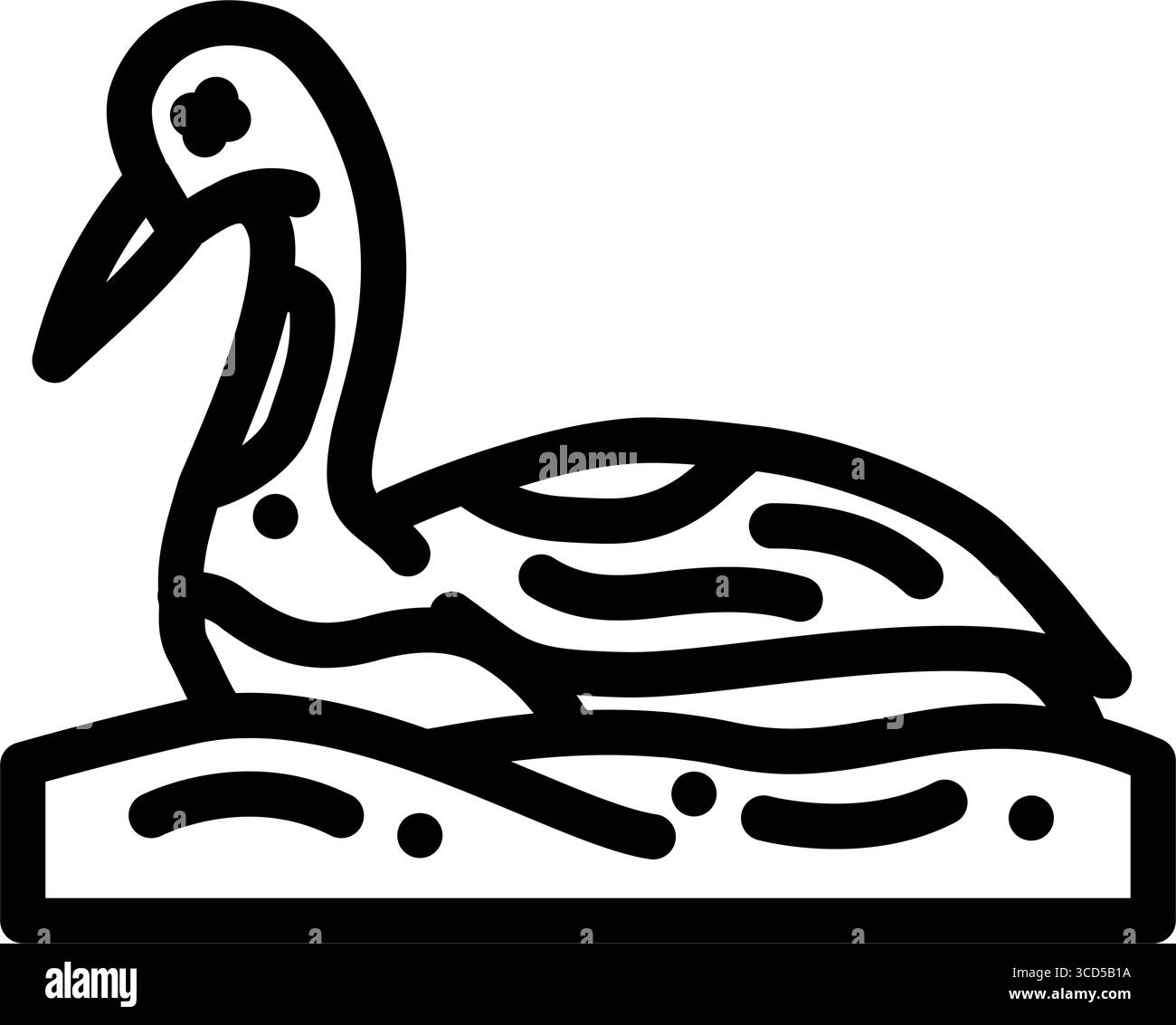 illustrazione vettoriale dell'icona della linea dell'olio ricoperta da uccello morente Illustrazione Vettoriale