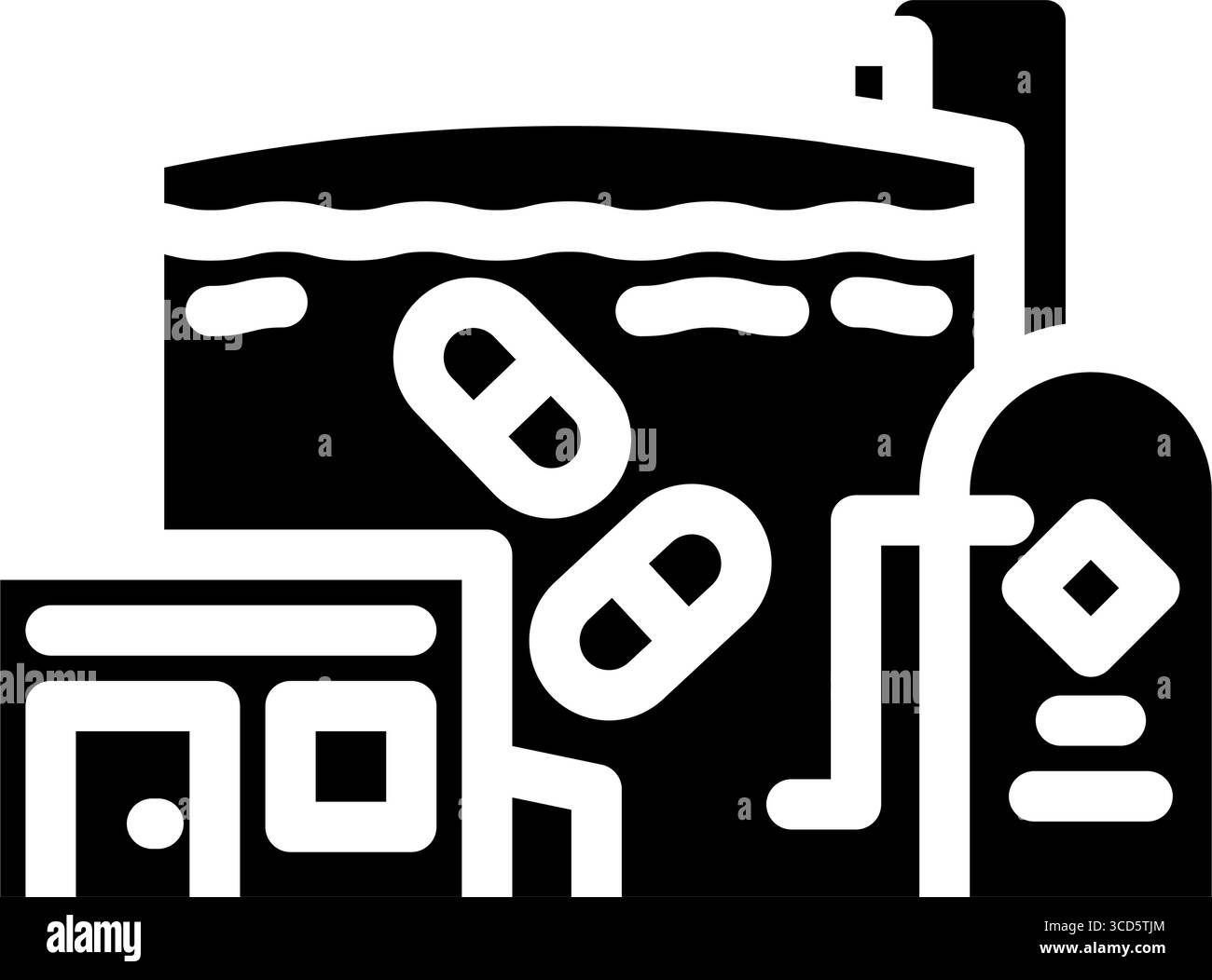 illustrazione vettoriale icona glifo delle pillole dell'impianto di trattamento delle acque reflue Illustrazione Vettoriale