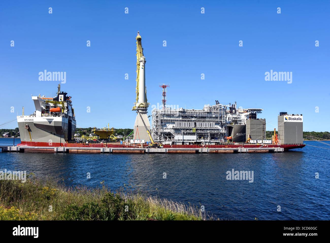 Sydney, Canada – 2 agosto 2025: The White Marlin, una nave da trasporto semisommergibile a sollevamento pesante di proprietà della società di servizi marittimi Boskalis. La nave Foto Stock
