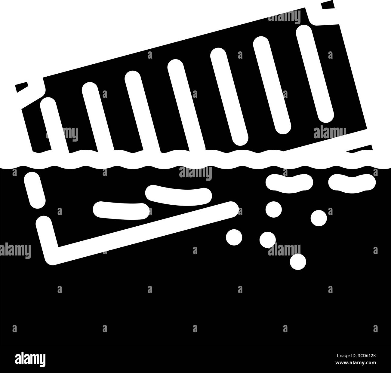 illustrazione del vettore dell'icona del glifo d'acqua caduto del contenitore chimico Illustrazione Vettoriale