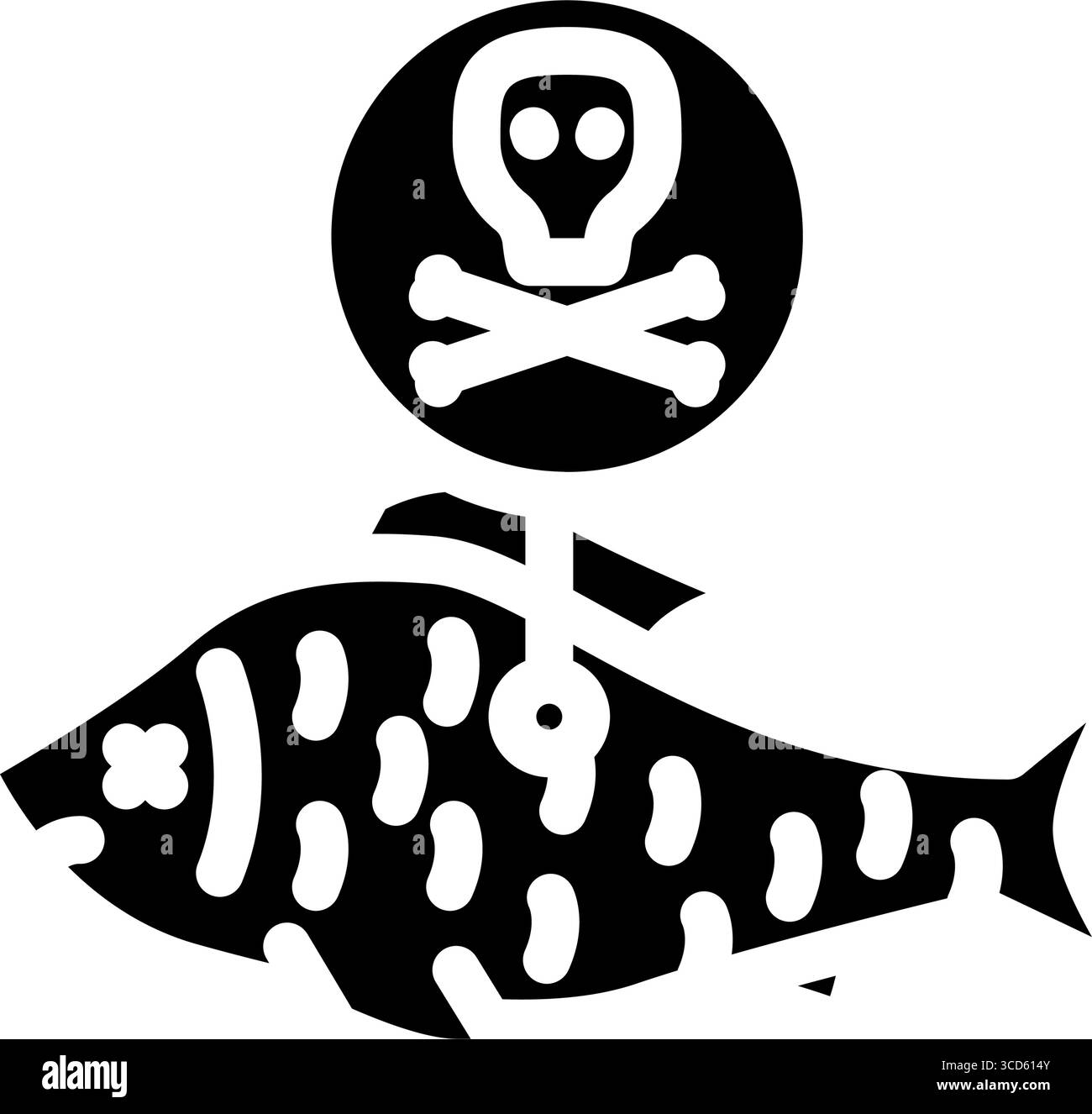 illustrazione vettoriale dell'icona glifo di pesce avvelenato Illustrazione Vettoriale