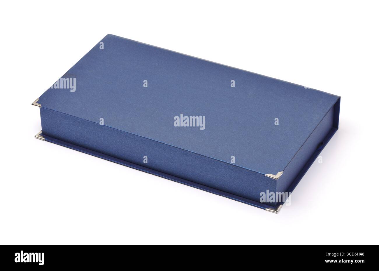 Custodia regalo blu chiusa e vuota isolata su bianco Foto Stock