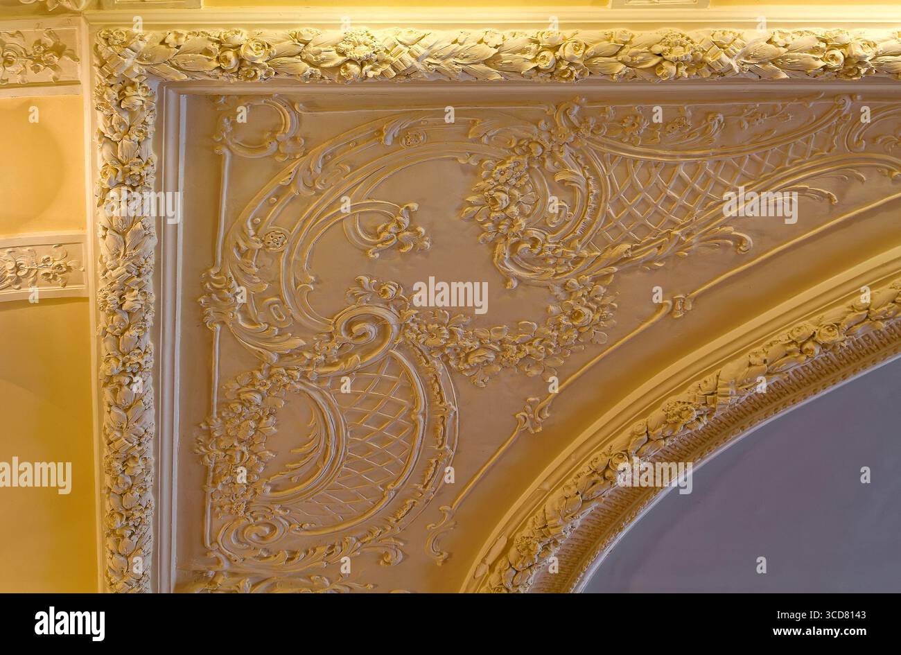 Castello di Boldt, soffitto della sala da ballo, motivi decorativi in gesso, ornati, artistici, Heart Island, Thousand Islands, New York, Alexandria Bay, New York Foto Stock
