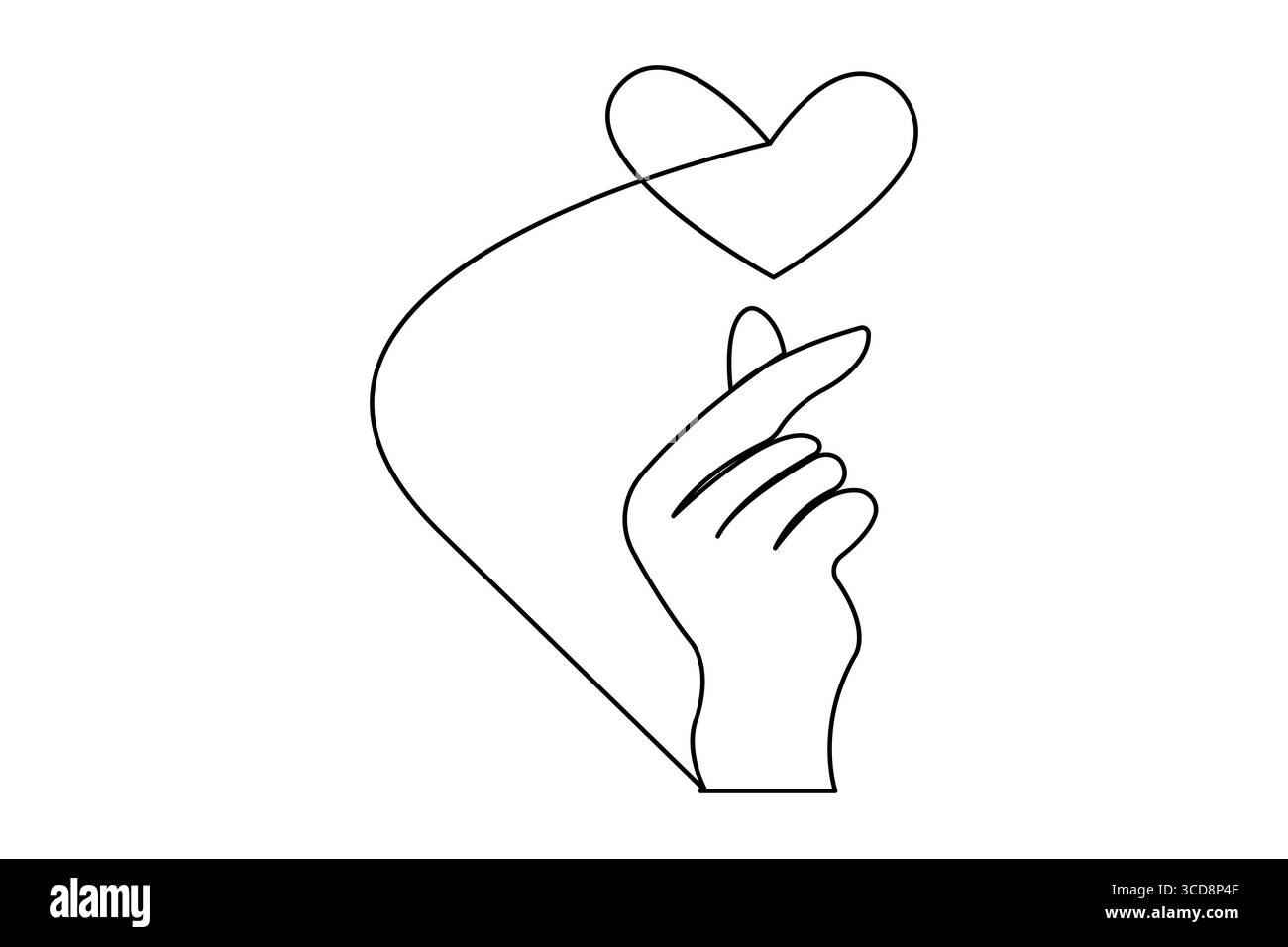 Moderno design minimalista a forma di cuore, una linea continua delinea l'arte isolata per concezioni romantiche Illustrazione Vettoriale