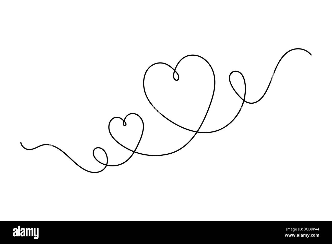 Disegno a una linea continua a forma di cuore e stile minimalista isolano l'illustrazione del contorno per il design Illustrazione Vettoriale