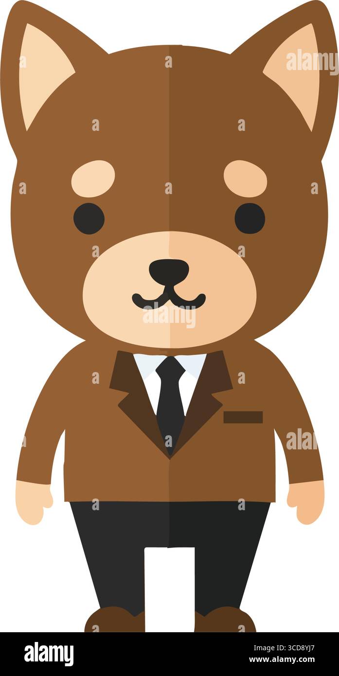 Illustrazione dei personaggi del cane professionale. Una deliziosa opera d'arte digitale che mostra un adorabile compagno peloso adornato da un elegante complesso aziendale. IT Illustrazione Vettoriale
