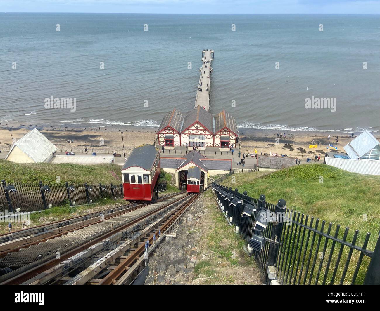 La Saltburn Cliff Lift è una funicolare situata a Saltburn by the Sea, sulla costa del North Yorkshire Foto Stock