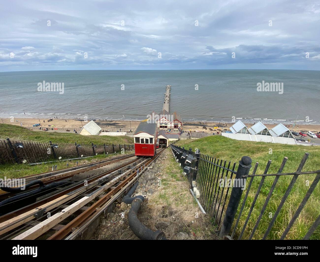 La Saltburn Cliff Lift è una funicolare situata a Saltburn by the Sea, sulla costa del North Yorkshire Foto Stock