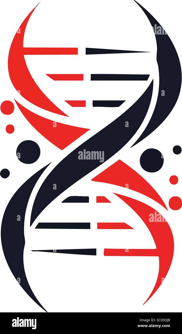 Grafico molecole DNA astratto. Illustrazione di una struttura biologica vivace. Questo moderno design dell'elica genomica rappresenta il progresso scientifico, la vita, un Illustrazione Vettoriale