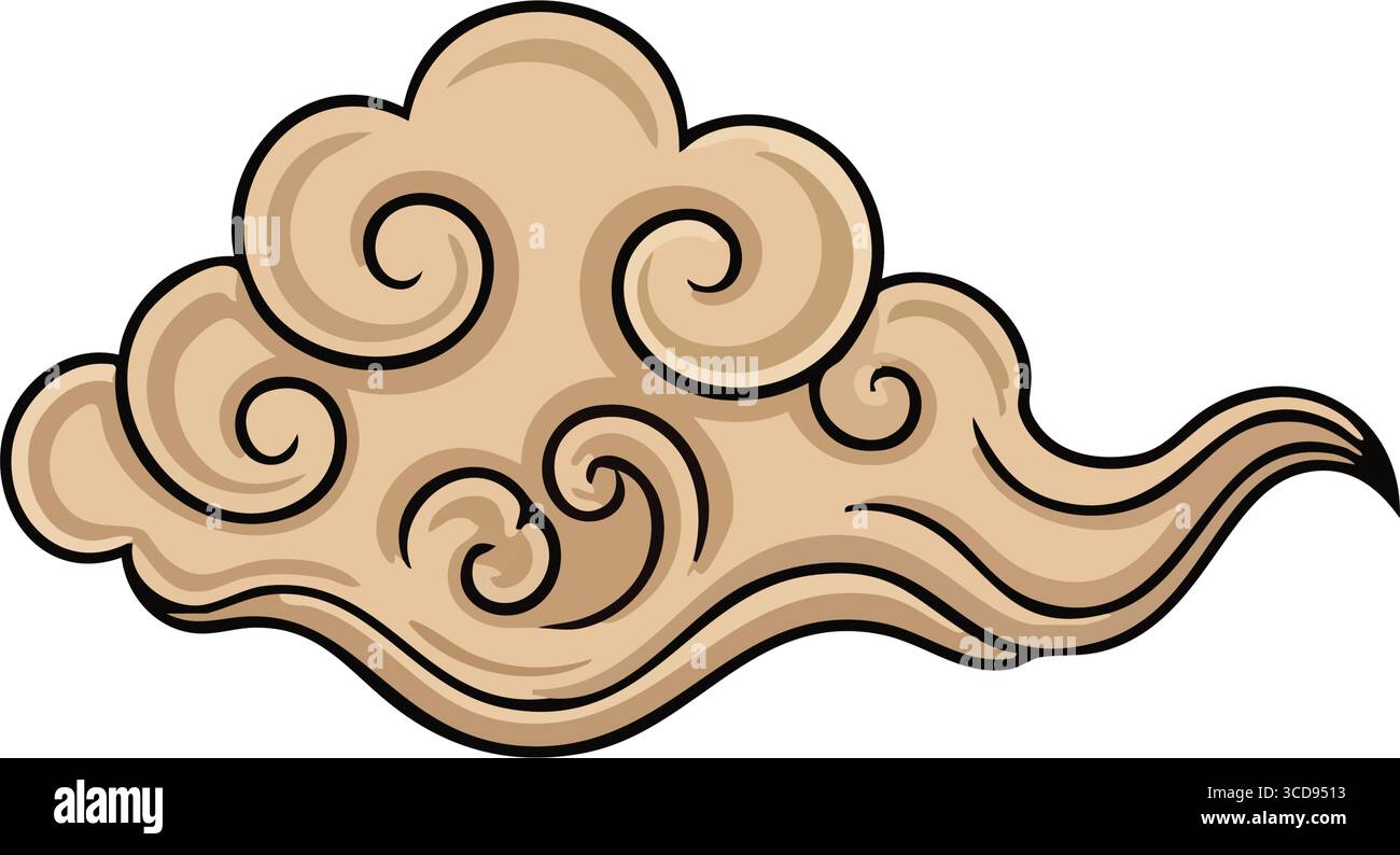 Elegante design orientabile in stile cloud orientale. Grazioso motivo tradizionale che simboleggia la prosperità e il potere celeste. Ideale per progetti culturali, modelli, Illustrazione Vettoriale