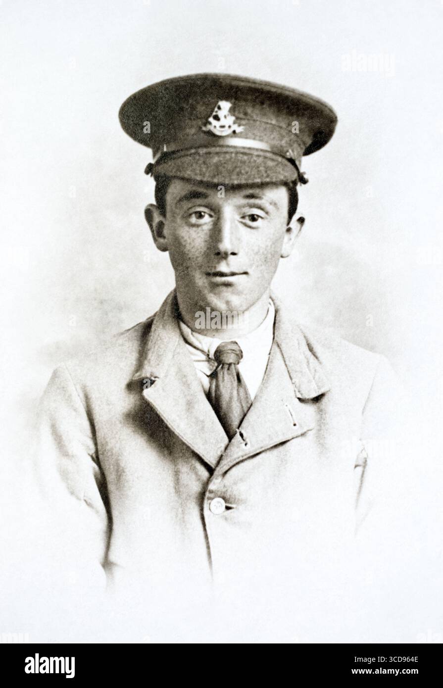 Un soldato ferito del reggimento Duke of Wellington durante la prima guerra mondiale. Foto Stock