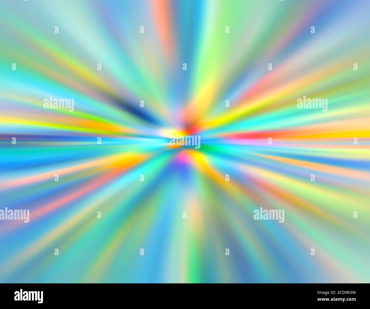 Sfocatura radiale astratta ingrandisce l'arcobaleno. Foto Stock