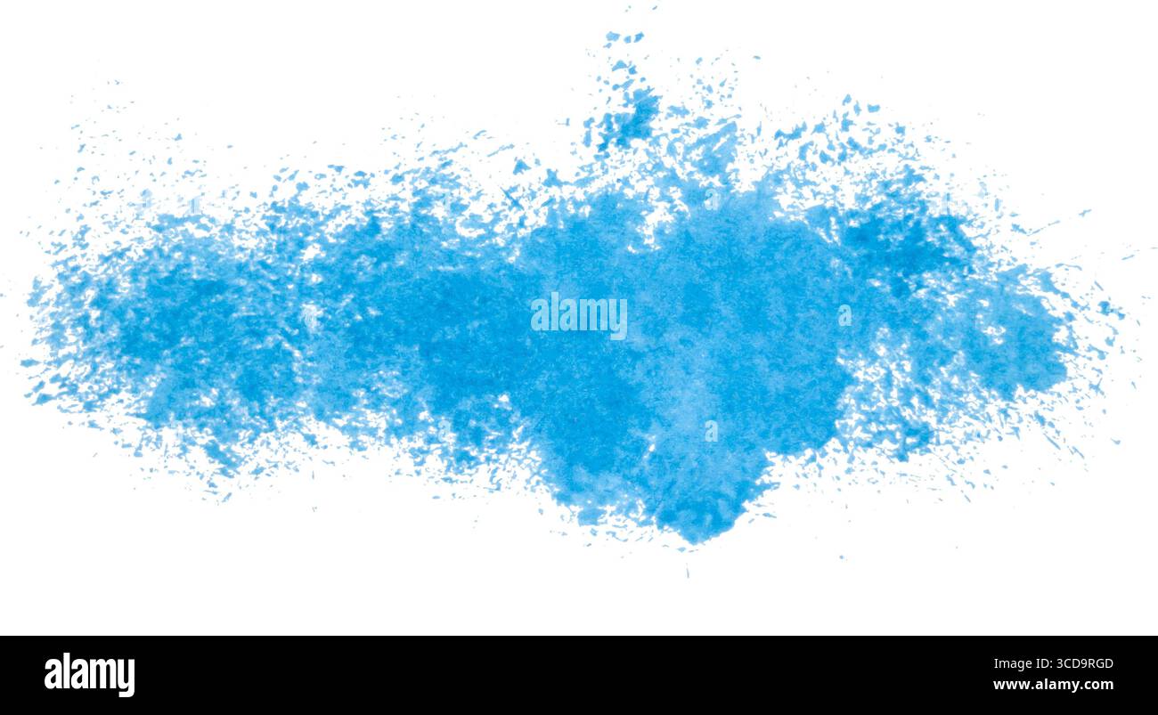 Colorazione ad acquerello blu isolata brillante spruzza su sfondo bianco progetti creativi perfetti sfondi e design grafico. Texture mostra expl dinamico Foto Stock