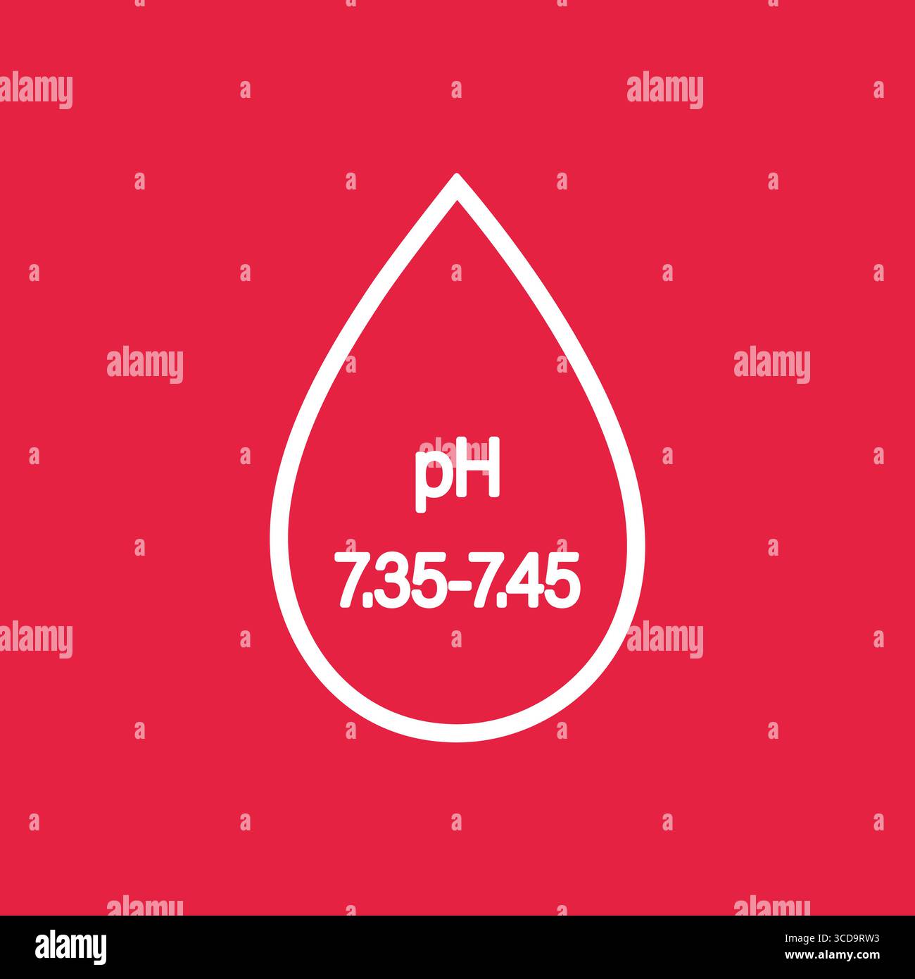 Icona pH Blood. Simbolo di goccia di sangue umano. Illustrazione del vettore piatto per uso medico Illustrazione Vettoriale