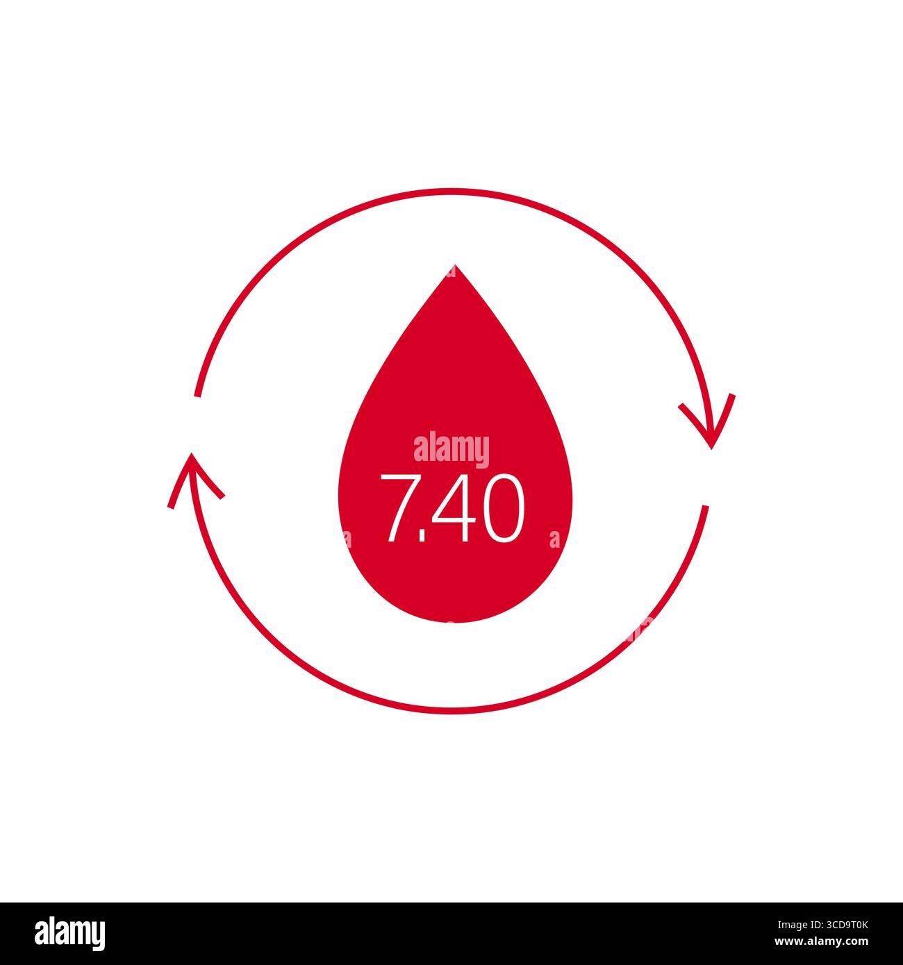 Icona pH Blood. Simbolo di goccia di sangue umano. Illustrazione del vettore piatto per uso medico Illustrazione Vettoriale